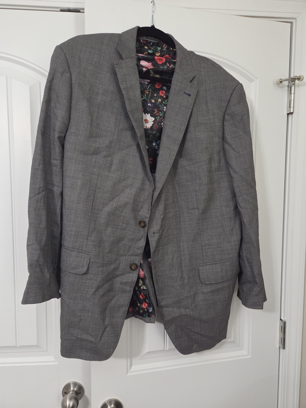 Men's Gray Sport Coat with Floral Lining